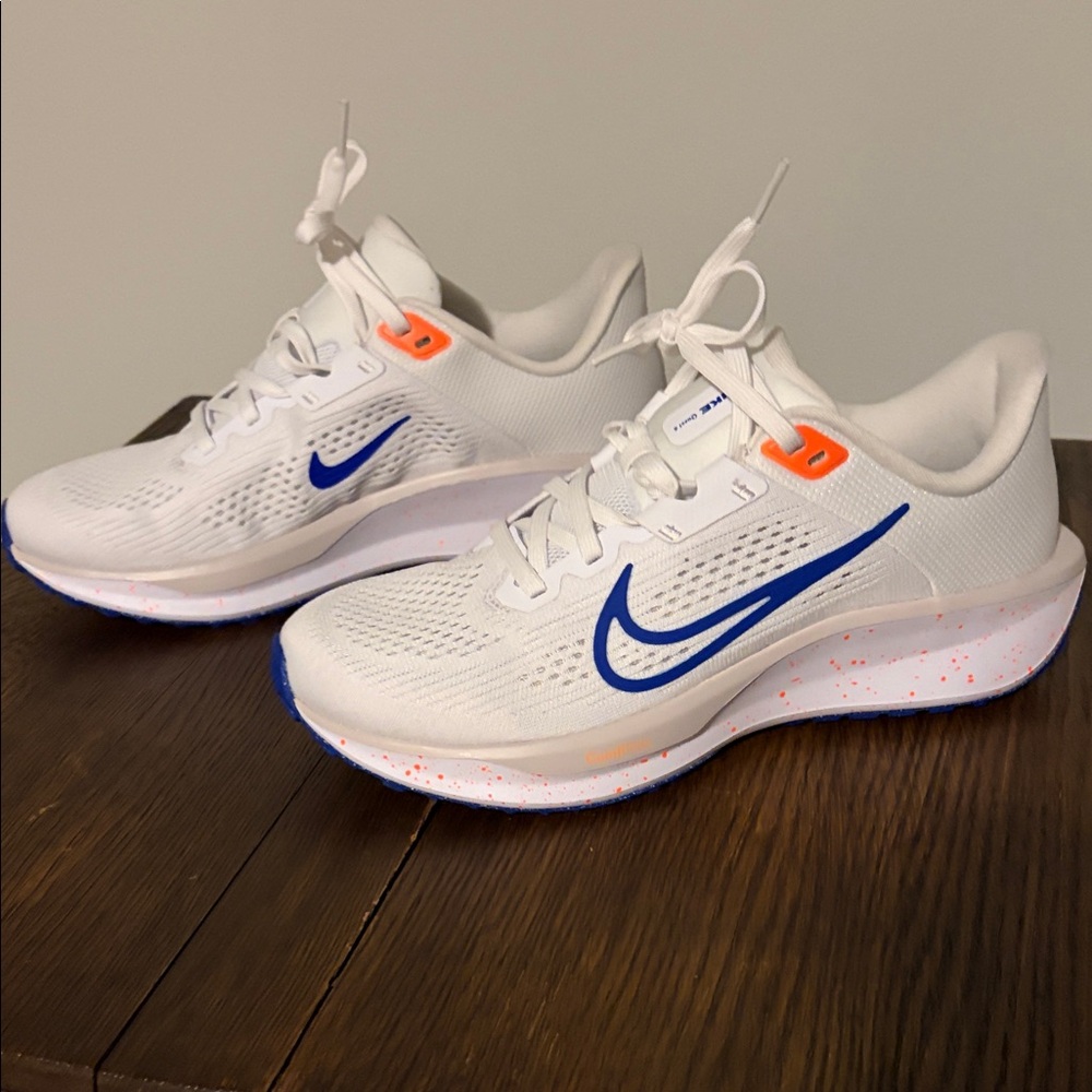 Nike White and Blue Athletic Sneakers